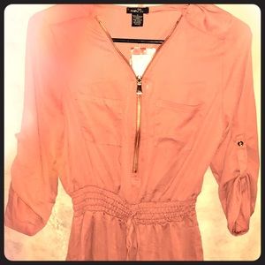 *sold*Mauve shirt dress with gold accents